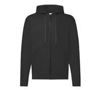 Kapuzensweatjacke FRUIT OF THE LOOM, Herren, Gr. L (52/54), schwarz, angeraute Sweatware, Obermaterial: 80% Baumwolle, 20% Polyester, unifarben, Basic, schmal, Rundhals, Langarm Rippbündchen, Sweatjac