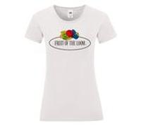 Fruit of the Loom Ladies Iconic 150 T-Shirt mit Vintage-Logo auf der Brust weiß - Vintage-Logo klein M
