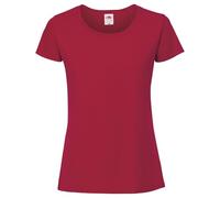 Fruit of the Loom Ladies Iconic 195 - figurbetontes Damen Shirt aus gekämmter Baumwolle, Rundhals Basic T-Shirt mit Seitennähten, Farbe:Cranberry, Größe:M