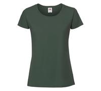 Fruit of the Loom Ladies Iconic 195 - figurbetontes Damen Shirt aus gekämmter Baumwolle, Rundhals Basic T-Shirt mit Seitennähten, Farbe:flaschengrün, Größe:XS