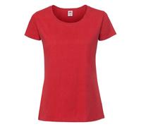 Fruit of the Loom Ladies Iconic 195 - figurbetontes Damen Shirt aus gekämmter Baumwolle, Rundhals Basic T-Shirt mit Seitennähten, Farbe:rot, Größe:S