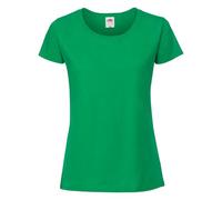 Fruit of the Loom Ladies Iconic 195 - figurbetontes Damen Shirt aus gekämmter Baumwolle, Rundhals Basic T-Shirt mit Seitennähten, Farbe:maigrün, Größe:XL
