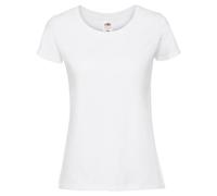 Fruit of the Loom Ladies Iconic 195 - figurbetontes Damen Shirt aus gekämmter Baumwolle, Rundhals Basic T-Shirt mit Seitennähten, Farbe:weiß, Größe:2XL