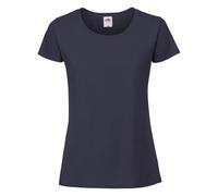 Fruit of the Loom Ladies Iconic 195 - figurbetontes Damen Shirt aus gekämmter Baumwolle, Rundhals Basic T-Shirt mit Seitennähten, Farbe:deep Navy, Größe:2XL