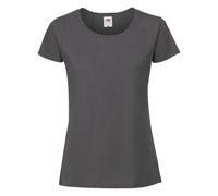 Fruit of the Loom Ladies Iconic 195 - figurbetontes Damen Shirt aus gekämmter Baumwolle, Rundhals Basic T-Shirt mit Seitennähten, Farbe:Graphit, Größe:XS