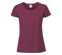 Fruit of the Loom Ladies Iconic 195 - figurbetontes Damen Shirt aus gekämmter Baumwolle, Rundhals Basic T-Shirt mit Seitennähten, Farbe:Burgund, Größe:XL