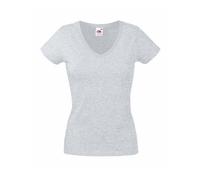 Fruit of the Loom - Ladies´ Valueweight V Neck T Heather Grey - Gr. - M