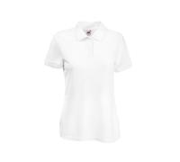FRUIT OF THE LOOM LADY FIT PIQUE POLO SHIRT - (S-XXL) 9 COLOURS (XL - 38" - Größe 16, Weiß)