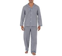 Fruit of the Loom Langärmeliger Schlafanzug aus losem Stoff für Herren, Marineblau/Weiß Kariert, 4X