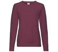 Fruit of The Loom Leichtes Raglan-Sweatshirt für Damen, Lady-Fit, Rot (Burgunderrot), XS