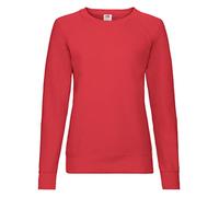 Fruit of The Loom Leichtes Raglan-Sweatshirt für Damen, Lady-Fit, rot, XS