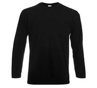 Fruit of the Loom Mens Long Sleeve Value Cotton T Shirt, Farbe:schwarz, Größe:L