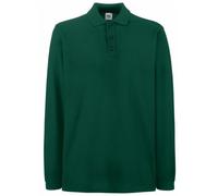 Fruit of the Loom Langarm-Poloshirt Premium für Herren, waldgrün, XXL