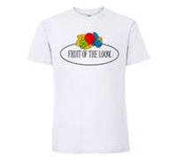 Fruit of the Loom Ringspun Premium T-Shirt mit Vintage-Logo auf der Brust graumeliert - Vintage-Logo groß 2XL