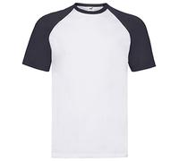 Fruit of the Loom Shortsleeve Baseball T-Shirt S M L XL XXL, Größe:3XL, Farbe:weiß/deep Navy