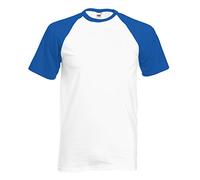 Fruit of the Loom Shortsleeve Baseball T-Shirt S M L XL XXL, Größe:3XL, Farbe:weiß/royal