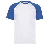 Fruit of the Loom Shortsleeve Baseball T-Shirt S M L XL XXL, Größe:3XL, Farbe:weiß/royal