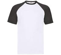 Fruit of the Loom Shortsleeve Baseball T-Shirt S M L XL XXL, Größe:3XL, Farbe:weiß/schwarz