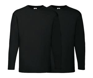 Fruit of the Loom Single-Jersey Unisex-Langarmshirt im 2er-Pack M schwarz