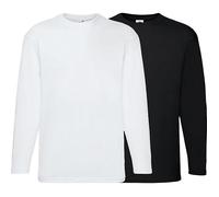 Fruit of the Loom Single-Jersey Unisex-Langarmshirt im 2er-Pack XL weiß/schwarz