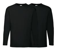 Fruit of the Loom Single-Jersey Unisex-Langarmshirt im 2er-Pack XXL schwarz