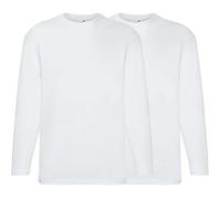 Fruit of the Loom Single-Jersey Unisex-Langarmshirt im 2er-Pack XXL weiß
