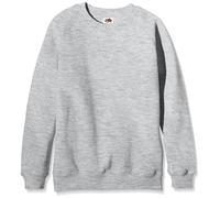 Fruit of the Loom Unisex Kinder Raglan Premium Sweater, grau meliert, 7-8 Jahre