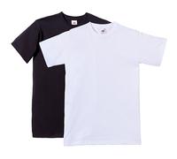 T-Shirt FRUIT OF THE LOOM, Herren, Gr. L (52/54), schwarz-weiß (schwarz, weiß), Single Jersey, Obermaterial: 100% Baumwolle, unifarben, schmal, Rundhals, normaler Saum, Shirts T-Shirt, aus reiner Baum