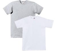T-Shirt FRUIT OF THE LOOM, Herren, Gr. M (48/50), grau (grau, weiß), Single Jersey, Obermaterial: 100% Baumwolle, unifarben, schmal, Rundhals, normaler Saum, Shirts T-Shirt, aus reiner Baumwolle (5585