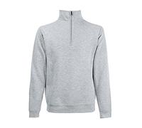 Sweatshirt FRUIT OF THE LOOM, Herren, Gr. L (52/54), grau (hellgrau), angeraute Sweatware, Obermaterial: 80% Baumwolle, 20% Polyester, unifarben, Basic, schmal, ohne Ausschnitt, Raglanärmel Rippbündch