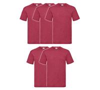 Fruit of The Loom Valueweight Herren-T-Shirt, kurzärmelig, 5 Stück, Vintage rot meliert, L