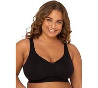 Fruit of the Loom Women's Plus Size Wireless Cotton Bra, Black, 44DDD