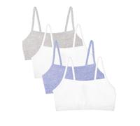 Fruit of the Loom Women's Spaghetti Strap Cotton Pullover Sports Bra, Heather Grey/White/White/Blue Heather 4-Pack, 40