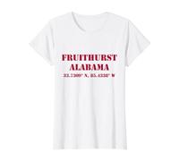 Fruithurst Alabama Koordinaten Souvenir Preisgünstiges Grafik-T-Shirt, Damen, Weiß, M