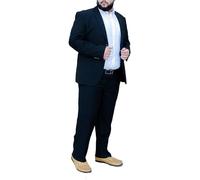 FSDIYU Anzug Herren, 2-teiliger formeller Business-Smokinganzug in Volltonfarbe, für Hochzeiten, Bankette, Bälle, Partys, Übergrößen, übergroßer Blazer, Hosenanzug, 200/58/5XL,Black