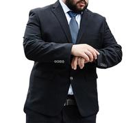 FSDIYU Anzug Herren, 2-teiliger übergroßer klassischer formeller Business-Smokinganzug mit Revers, für lässige Hochzeitsbankette Abschlussbälle Partys Blazer und Hosen,10XL,Black