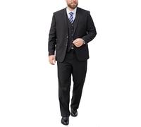 FSDIYU Anzug Herren, 3-teiliger Anzug mit Blazer, Weste und Hose, für Hochzeiten, Bankette, Bälle, Partys, formelle Anlässe, Geschäftsessen, große Größen, lockere VersionBlack,68