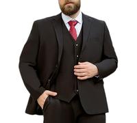FSDIYU Anzug Herren, 3-teiliger, lockerer Anzug, klassischer, formeller Business-Hochzeitsanzug, für Bankette, Abschlussbälle, Partys, Blazer, Weste, Hose, Anzüge, 66,Black