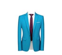 FSDIYU Sakko Herren, Business Casual einfache einfarbige Smokingjacke, für formelle Arbeit, Hochzeit, Party, Gastgeber, Nachtclub, Bankett, Abschlussball, Bühnenkostüme,6XL, Light sea Blue