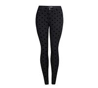 FSJMTQTS Skinny Jeans für Damen Damen Alle schwarzen Denimhose Polka Dot Mid-Rive-Dünnbein-Bleistift-Jeans Jeanshosen(M)