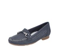 Slipper RIEKER Gr. 41, blau (dunkelblau) Damen Schuhe Slip ons mit toller Schmuckspange (16003867-41)