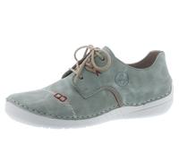 Sneaker RIEKER, Damen, Gr. 40, grün (mint, used), Nubuklederimitat, Schuhe, im Sportslook, Freizeitschuh, Halbschuh, Schnürschuh (94467921-40) mint, used