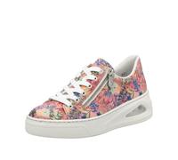 Plateausneaker RIEKER, Damen, Gr. 36, rosa (rosa multi), Lederimitat, geblümt, sportlich, Schuhe, Schnürschuh, Halbschuh, Freizeitschuh mit Rieker Air Ausstattung (77566109-36) rosa multi