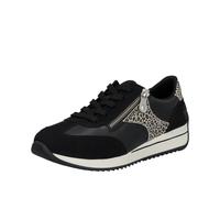Sneaker RIEKER, Damen, Gr. 39, schwarz kombiniert, Lederimitat, kontrastfarbene Details, Basic, Schuhe Sneaker, Schnürschuh, Halbschuh, Freizeitsneaker mit Kontrastdetails (45027409-39) schwarz kombin