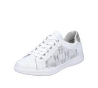 Sneaker RIEKER, Damen, Gr. 42, silber (weiß, silberfarben), Leder, sportlich, Schuhe Sneaker, herausnehmbarer Textileinlage, Freizeitschuh, Halbschuh, Schnürschuh (89370143-42) weiß, silberfarben