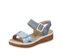 Plateausandale RIEKER, Damen, Gr. 42, blau (jeansblau), Lederimitat, metallic, klassisch, Schuhe, Sandalette, Sommerschuh, Keilsandale mit praktischen Klettverschlüssen (33118044-42) jeansblau