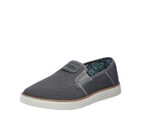 Slipper RIEKER, Herren, Gr. 44, grau (dunkelgrau), Lederimitat, Textil, Schuhe Slipper, Espadrilles, Sommerschuh mit kontrastfarbenen Ziernähten (43247556-44) dunkelgrau