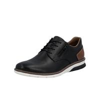 Schnürschuh RIEKER, Damen, Gr. 41, schwarz, cognac, Glattleder, unifarben mit Farbeinsatz, Schuhe Schnürschuh, Halbschuh, Freizeitsneaker, Casual-Schnürer mit Perforation (68128624-41) schwarz, cognac