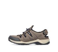 Slipper RIEKER Gr. 44, braun (braun, kombiniert) Herren Schuhe Stoffschuhe mit Gummizug und Schnellverschluss (58268444-44)