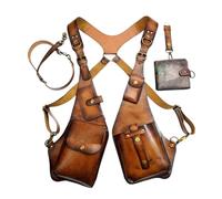 FSLLWGWG Medieval Leder Fanny Pack Gürteltasche für Männer, Outdoor Holster Pouch Taschen Handytasche Unterarm Umhängetasche Crossbody Geldgürtel für Reisen Camping Wandern (Braun)